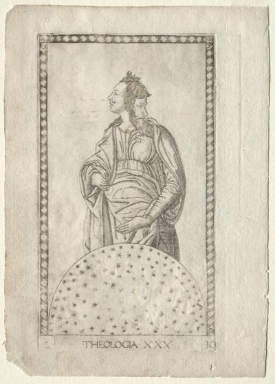 Teológia (a Tarocchiból, C sorozat: Liberal Arts, 30.) alkotó: Master of the E-Series Tarocchi