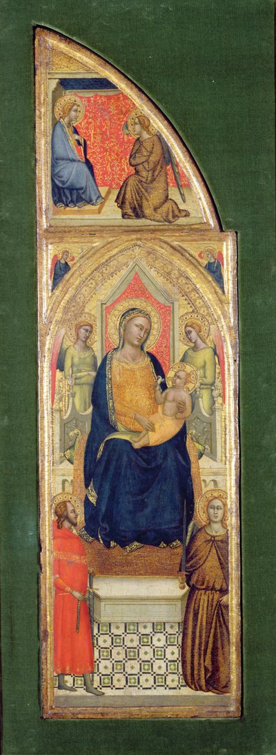 A Szűzanya és a gyermek trónol (olaj, panel) alkotó: Master of the Fabriano Altarpiece (attr. to)