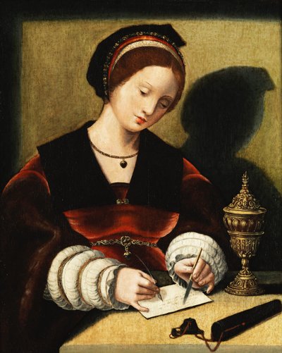 A női félalakos figurák mestere Író nő ünnepi serleggel alkotó: Master of the Female Half Lengths