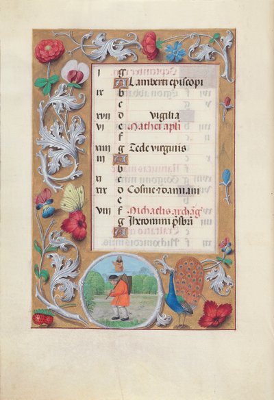 Izabella katolikus királyné, spanyol királynő órái: Fol. 10v, szeptember, c. 1500. alkotó: Master of the First Prayerbook of Maximillian