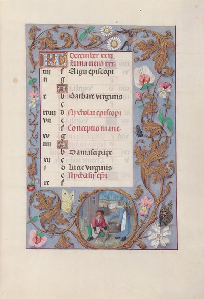 Izabella katolikus királynő, Spanyolország királynőjének órái:  Fol. 13r, december alkotó: Master of the First Prayerbook of Maximillian