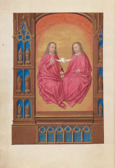Izabella katolikus királynő, Spanyolország királynőjének órái:  Fol. 17v, A Szentháromság alkotó: Master of the First Prayerbook of Maximillian
