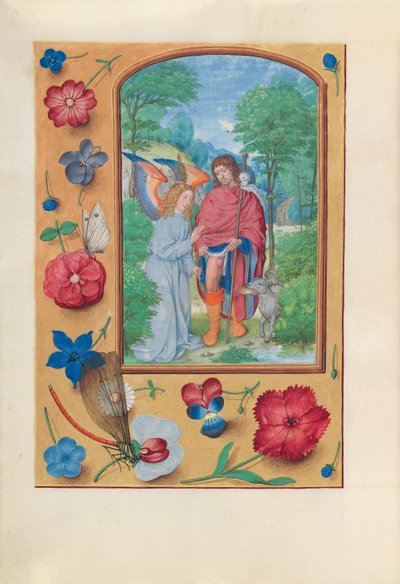 Izabella katolikus királyné, spanyol királynő órái: Fol. 181v, St. Roch, c. 1500. alkotó: Master of the First Prayerbook of Maximillian
