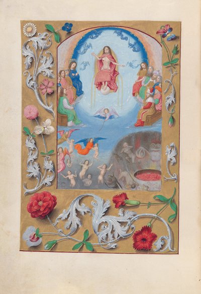 Izabella katolikus királyné, spanyol királynő órái: Fol. 199v, Utolsó ítélet, c. 1500. alkotó: Master of the First Prayerbook of Maximillian