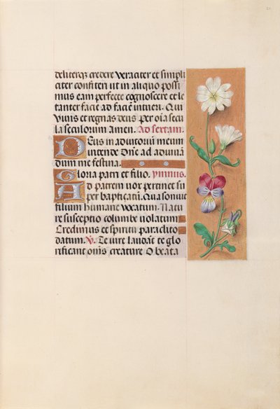 Izabella katolikus királyné, spanyol királynő órái: Fol. 20r, c. 1500. alkotó: Master of the First Prayerbook of Maximillian