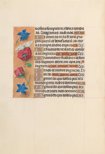 Izabella katolikus királyné, spanyol királynő órái: Fol. 214v, c. 1500. alkotó: Master of the First Prayerbook of Maximillian