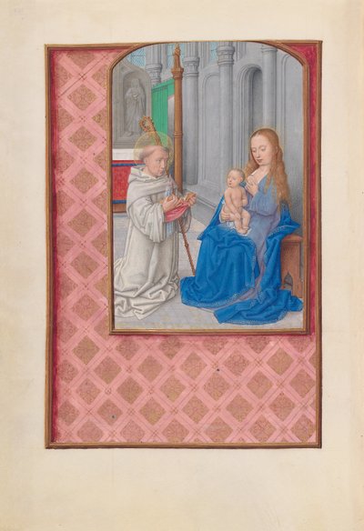 Izabella katolikus királyné, spanyol királynő órái: Fol. 267v, Szent Bernát látomása, c. 1500. alkotó: Master of the First Prayerbook of Maximillian