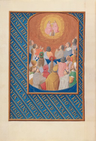 Izabella katolikus királyné, spanyol királynő órái: Fol. 37v, Mennyország udvara, c. 1500. alkotó: Master of the First Prayerbook of Maximillian