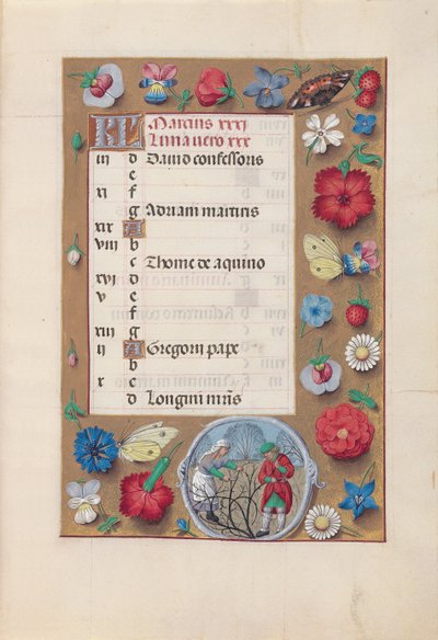 Izabella katolikus királyné, spanyol királynő órái: Fol. 4r, március, c. 1500. alkotó: Master of the First Prayerbook of Maximillian