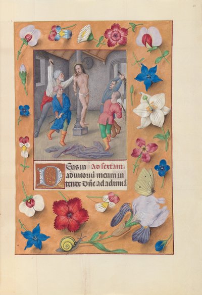Izabella katolikus királyné, spanyol királynő órái: Fol. 66r, Lobogózás, c. 1500. alkotó: Master of the First Prayerbook of Maximillian
