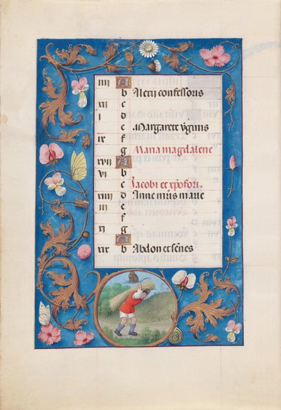 Izabella katolikus királyné, spanyol királynő órái: Fol. 8v, július, c. 1500. alkotó: Master of the First Prayerbook of Maximillian
