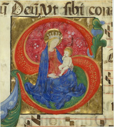 Kéziratos megvilágítás a Szűzanyával és a Gyermekkel kezdetben S..., 15. század közepe. alkotó: Master of the Franciscan Breviary