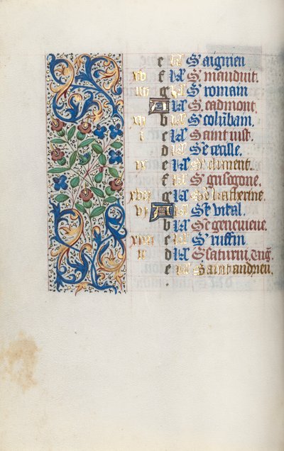 Órakönyv Rouen használata: fol. 11v, c. 1470. alkotó: Master of the Geneva Latini