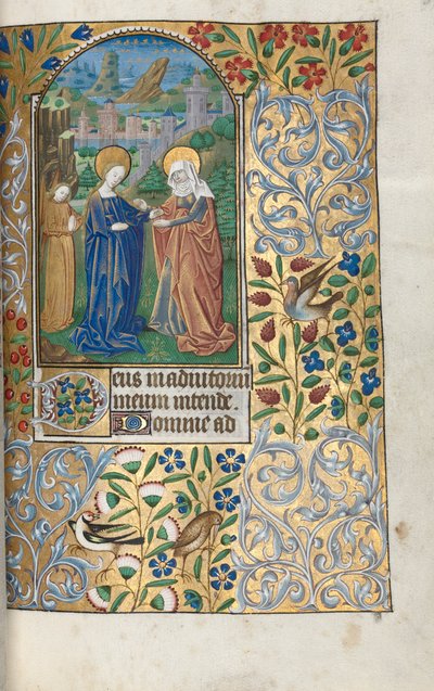 Órakönyv Rouen használata: fol. 39r, A látogatás, c. 1470. alkotó: Master of the Geneva Latini