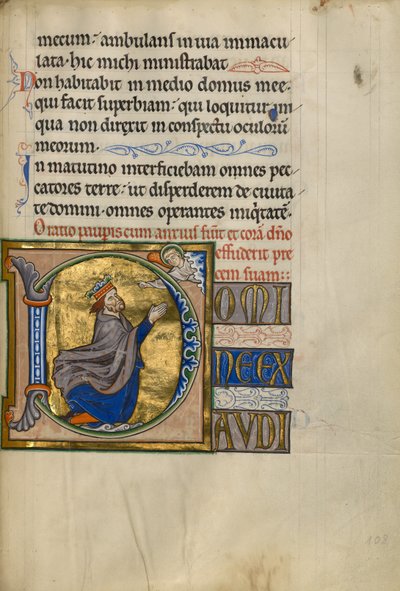 Kezdeti D: Dávid az imádságban alkotó: Master of the Ingeborg Psalter