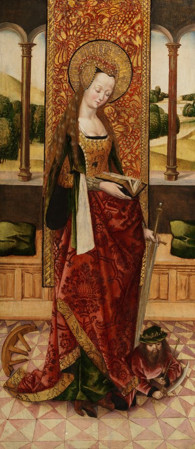 Szűz és gyermek triptichonja két angyallal, Alexandriai Szent Katalin részlete a bal oldali panelről, 1500 körül (lásd még: 225326, 225325) alkotó: Master of the Lee Triptych Master of the Lee Triptych