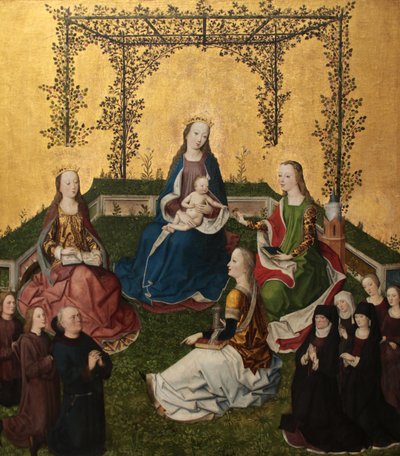 Madonna gyermekével rózsa lugasban, 1470 körül alkotó: Master of the Life of Virgin Mary