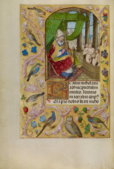 Szent Miklós megmenti a három fiatalt a kádból alkotó: Master of the Lübeck Bible