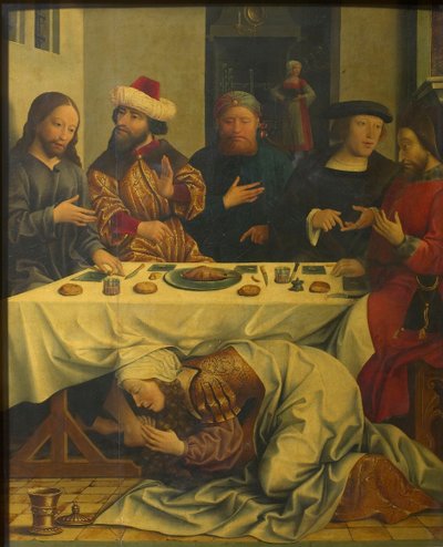 Krisztus Simon farizeus házában, 1510-1520 körül. alkotó: Master of the Magdalen Legend