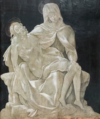 Gyászolja a halott Krisztust (Pietà), Manchesteri Madonna mesterét alkotó: Master of the Manchester Madonna (attr. to)