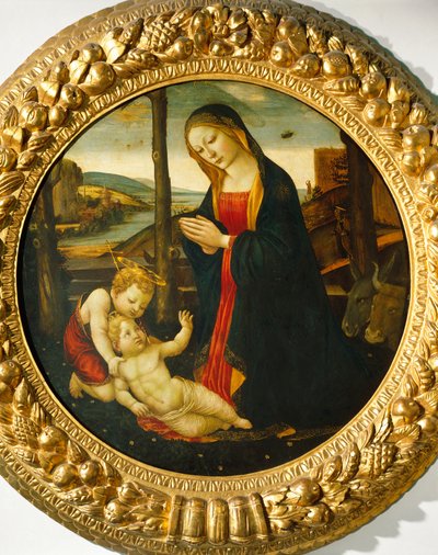 Madonna és gyermek Szent Jánossal (olaj, panel) alkotó: Master of the Miller Tondo (attr. to)