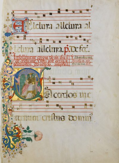 Kéziratos levél a szentmise celebrálásával kezdetben S..., 15. század második fele. alkotó: Master of the Riccardiana Lactantius