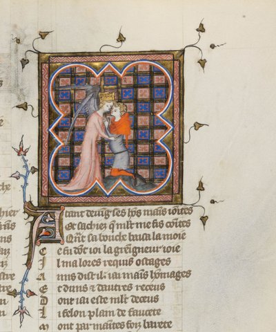 Miniatűr Guillaume de Lorris és Jean de Meun Roman de la Rose kéziratából, 1353 alkotó: Master of the Rose novels