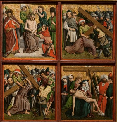 Oltárkép Krisztus szenvedésével, c. 1440-es évek. alkotó: Master of the Schlägl Altarpiece