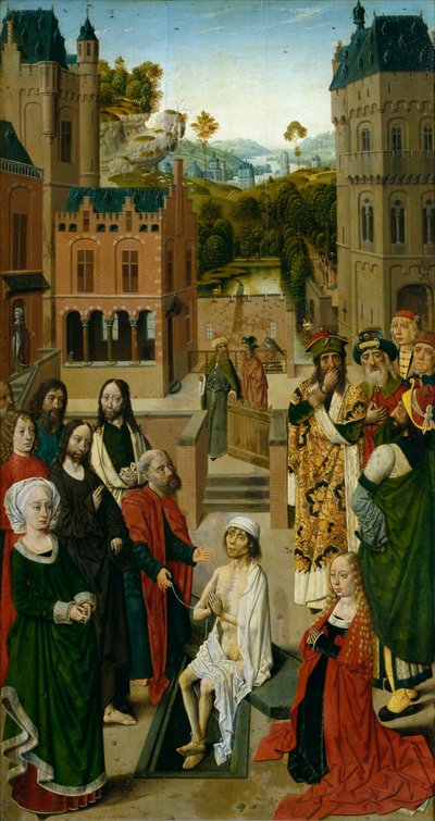Lázár feltámasztása (tempera, tábla) alkotó: Master of the Tiburtine Sibyl
