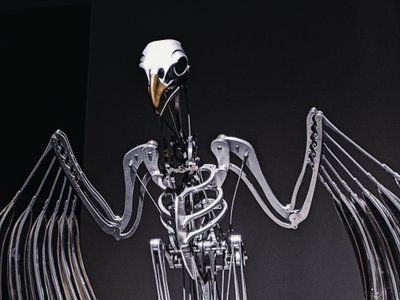 The Nerve Rack, 2019 (Acetál, akril, alumínium, sárgaréz, elektromos áramkörök, festék, PVC, gyanta, szervomotorok, acél) alkotó: Mat Collishaw