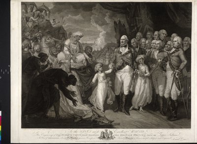 Maquris Cornwallis a két indiai herceggel alkotó: Mather Brown