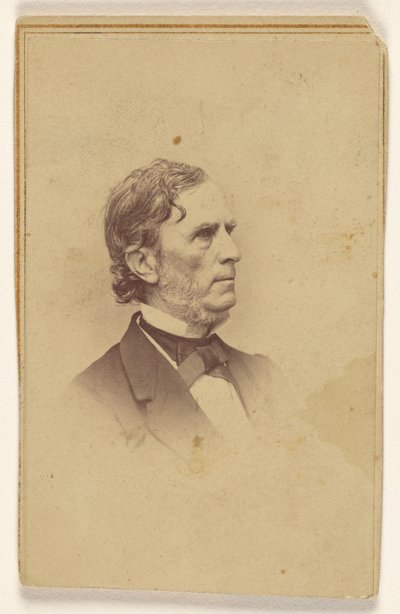 Azonosítatlan férfi őszülő szakállal, bajusz nélkül, profilból, vignettaszerű nyomtatásban alkotó: Mathew B. Brady