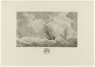 Holland flotta a viharban, 1784 alkotó: Mathias de Sallieth