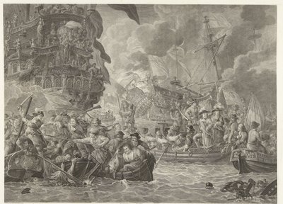 A holland roham a Medway-n és a királyi Károly elfoglalása, 1667 alkotó: Mathias de Sallieth