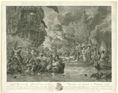 A holland roham a Medway-n és a királyi Károly elfoglalása, 1667 alkotó: Mathias de Sallieth
