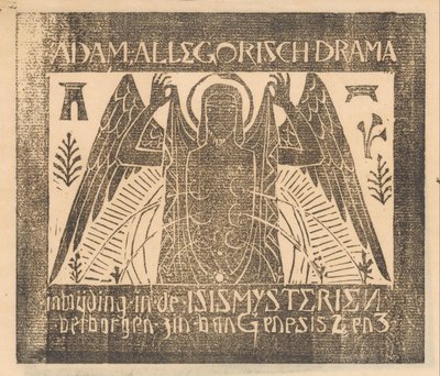Szárnyas alak hat mellű Ádám, allegorikus dráma (cím a tárgyon) alkotó: Mathieu Lauweriks (attributed to)