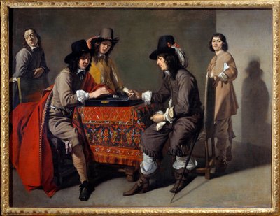 A tric trac játékosai (Trictrac vagy Trictrac: a backgammon őse). Olajfestmény. Mathieu Le Dwarf (Lenain) festménye (1607-1677) alkotó: Mathieu Le Nain