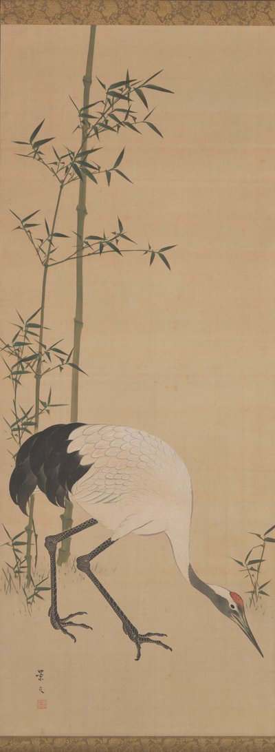 Daruk, bambusz és fenyő, Edo-korszak (tinta és vizes színek selyemen) alkotó: Matsumura Keibun