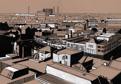 Croydon View, 2016 (akril tinta, tábla) alkotó: Matt Bannister