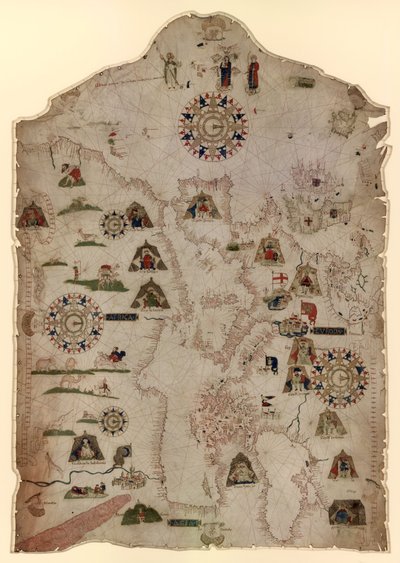 A Földközi-tenger, a Fekete-tenger, valamint Nyugat-Európa és Északnyugat-Afrika partjainak térképe, 1559 körül alkotó: Matteo Prunes