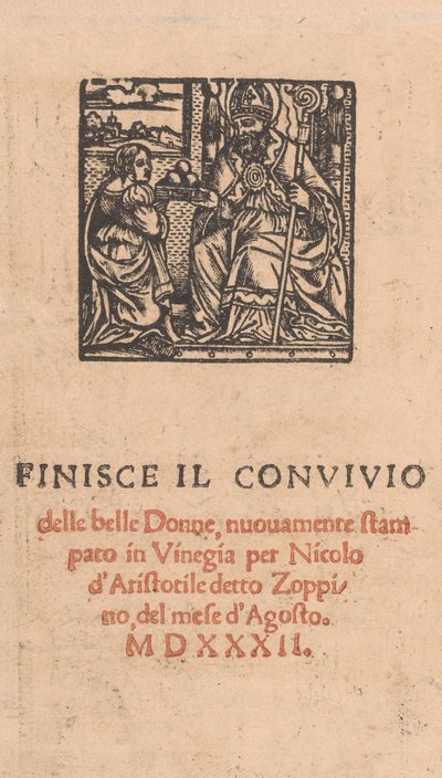 Convivio delle Belle Donne, 22. oldal verso, 1532. augusztus, 1532. augusztus. alkotó: Matteo da Treviso