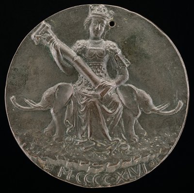 A Fortitude egy törött oszlopot tart [hátra], 1446. alkotó: Matteo di Andrea de Pasti