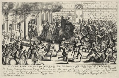 Szent Katalin védi IV. Károlyt az 1355. májusi pisai néplázadás idején alkotó: Matthäus Küsel