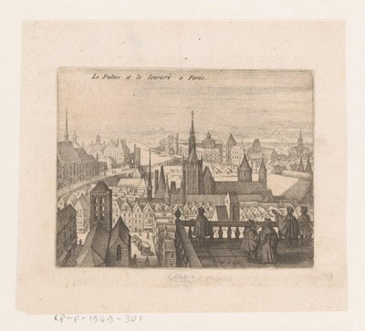 Arc Párizsban Le Palais et le louvre a Paris (cím a tárgyon) Hét francia táj és városkép (sorozat címe) alkotó: Matthäus Merian (I)