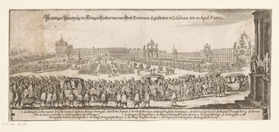Katalin indulása Bragançából Angliába, 1662. április 20 Prächtiger Durchzug der Königin Catharina von Gross Britanien, így Lisszabonban rögzítették április 20-án Ao. 1662 (cím a tárgyon) Bragançai Katalin és Károly angol király házassága alkotó: Matthäus Merian (II)