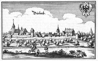 Büelach - részlet a Topographia Sueviae (Schwaben) című kötetből alkotó: Matthaus Merian