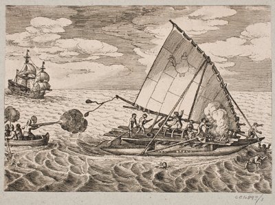 Holland elfogóhajó vad emberekkel és gyerekekkel alkotó: Matthäus Merian d.Æ.