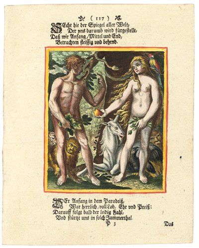Ádám és Éva, 1700-1725 körül alkotó: Matthaus Merian
