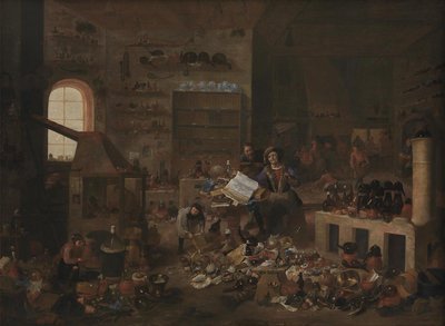Egy alkimista a laboratóriumában alkotó: Mattheus van Helmont