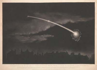 A Paddingtonban 1850. február 11-én este 11 óra előtt 12 perccel látott meteor ábrázolása. alkotó: Matthew Cotes Wyatt